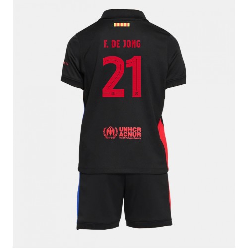 Fotbalové Dres Barcelona Frenkie de Jong #21 Dětské Venkovní 2024-25 Krátký Rukáv (+ trenýrky)